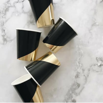 Paper Cups Black Gold - 10PC Paper Cups Black Gold - 10PC