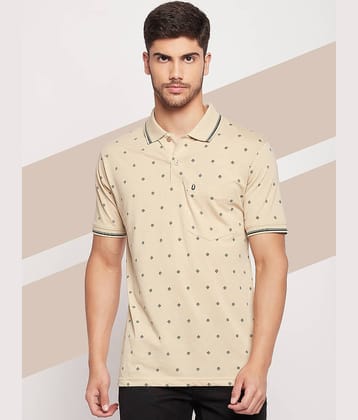 UNIBERRY Pack of 1 Cotton Blend Regular Fit Printed Half Sleeves Men's Polo T Shirt ( Beige )