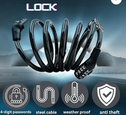Orld Universal Number Chain Cable Bike/Bicycle Lock Cycle Lock 4 Digit Lock / Cycle Lock