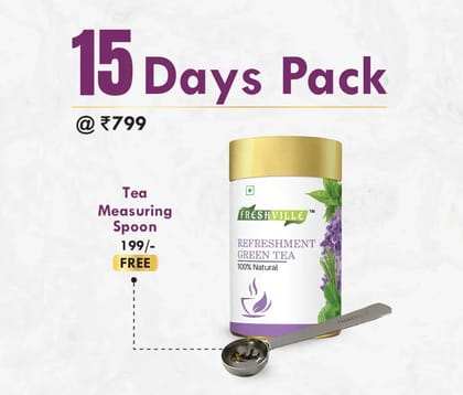 Freshville Refreshment Green Tea | Pure & Natural | Skin Glow | Immunity Booster | Removes Toxins | Peppermint, Lemon, Lemongrass, Lavender, Green Tea Tin (50g).15 Day Pack