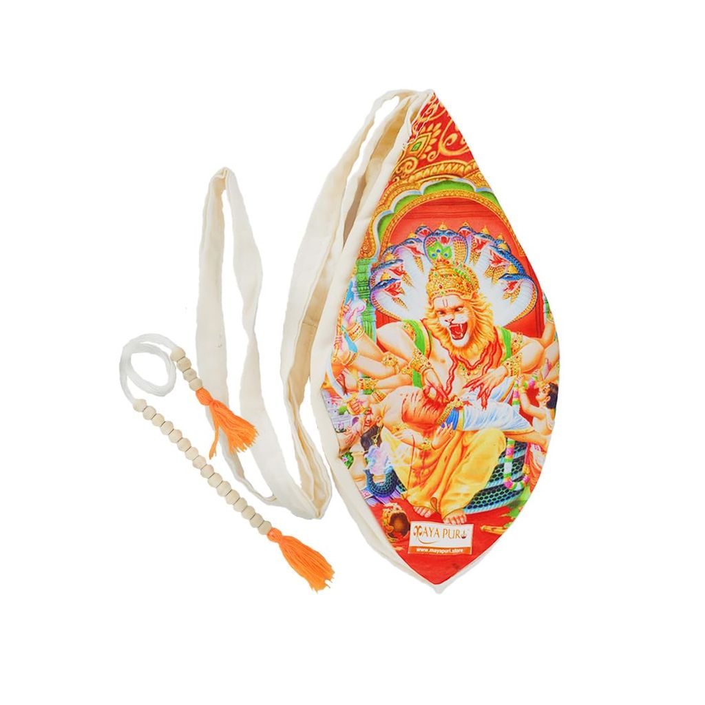 MAYAPURI Lord Narasimha Printed Chanting Bag/Japa Mala Bag with Sakshi Mala Counter - Pooja Needs | Buy online on ZillyBuy