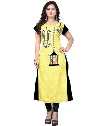 AK FASHION MALL Pack of 1 Crepe Printed Straight Women's Kurti - ( Multicolor )