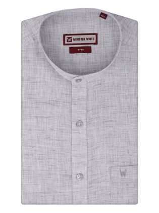 Men's Ash Color Chinese Collar Regular Fit Shirt Apex-40 / Grey