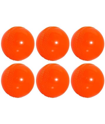 SAS SPORTS Cricket Practice Wind Ball (Set of 6) Made of Quality Plastic, 90 GMS, 7.5 cms Dia Color Orange