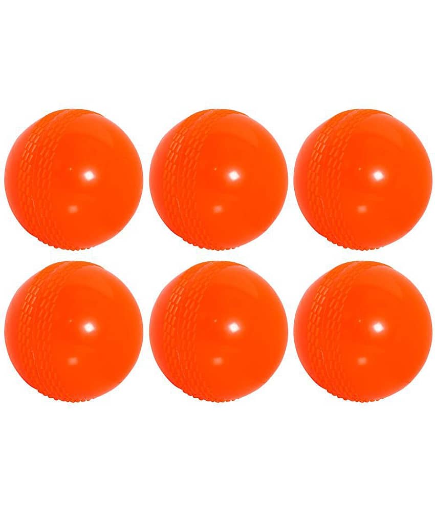 SAS SPORTS Cricket Practice Wind Ball (Set of 6) Made of Quality Plastic, 90 GMS, 7.5 cms Dia Color Orange