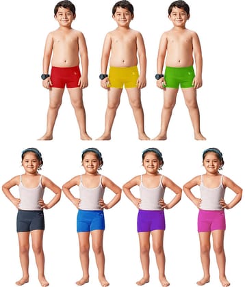 Dixcy Josh Cotton Plain Multicolour Shorty for Kids/Boys/Girls - Pack of 7