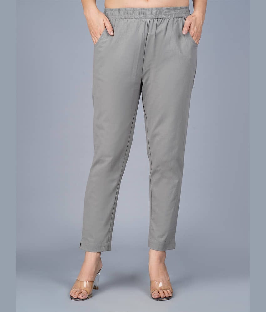 QuaClo - Grey Cotton Regular Women's Casual Pants ( Pack of 1 )