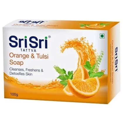 Sri Sri Tattva Bathing Soap - Orange & Tulsi, 100 gm Carton