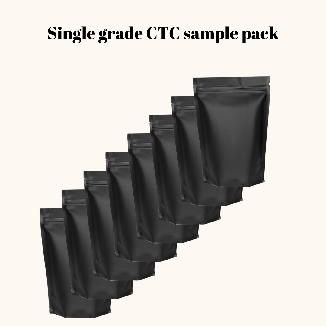 Single Grade Garden Fresh CTC Tea Sample Pack-All grades (Bop+Bopsm+Bp+Of+Pd+Dust) / Small sample pack (10-15gms each)