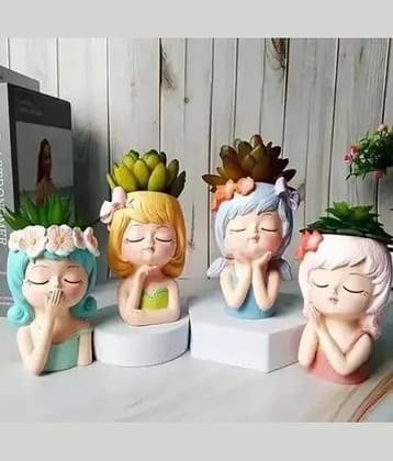 PICKARTME Cute Beautiful Combo Flower Girls Succulent Planter Pots Container | Garden Decor Set for Home Office Desktop Gift Decoration (Flower Girl (Pack of 4))