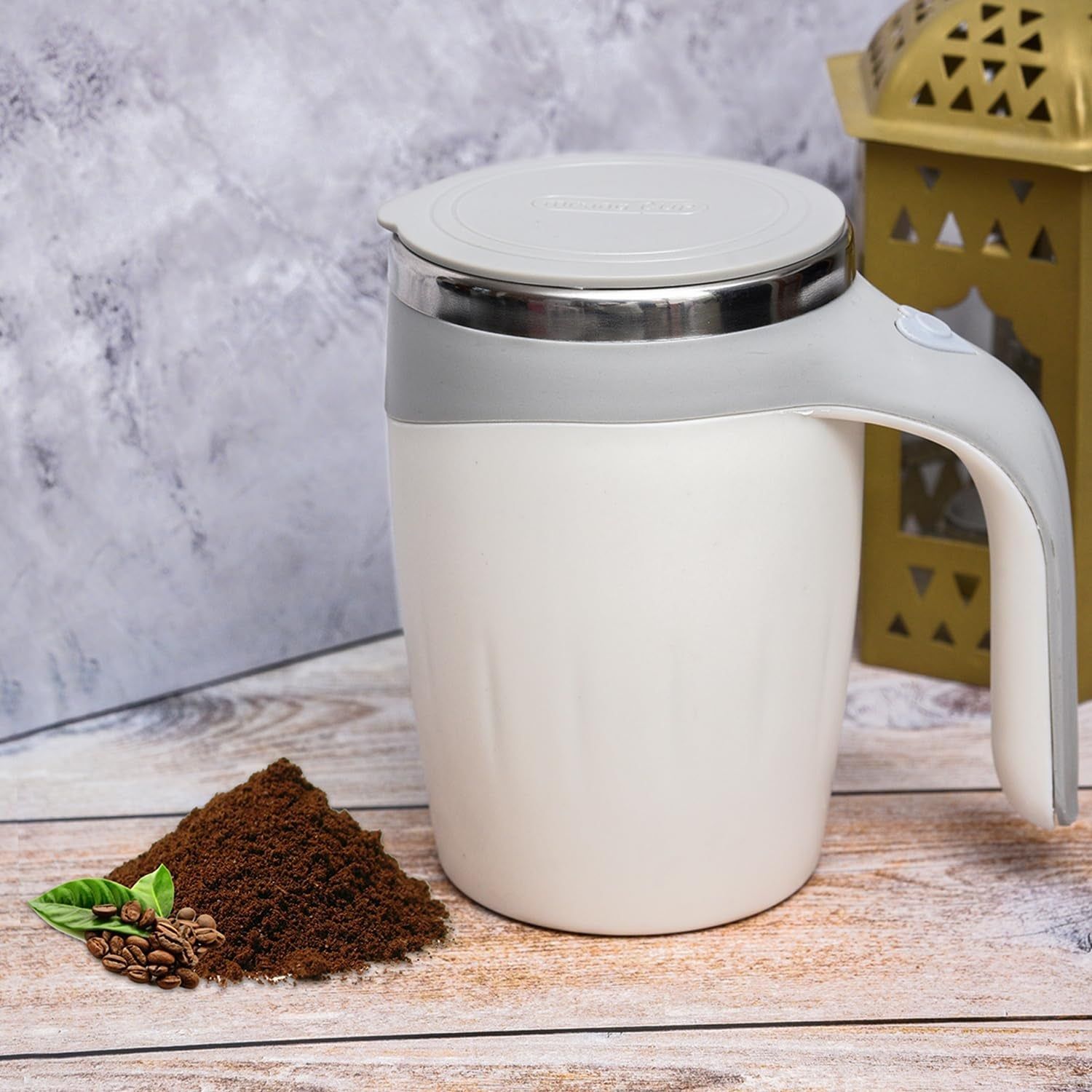 Stirring Coffee Mug | Magnetic Stirring Coffee Cup | Stainless Steel Mug for Milk | Travel Mixing Cup | Battery Operated ( Battery Included )