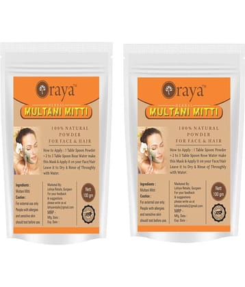 ORAYA 100% Natural Multani Mitti Powder Face Pack 200 gm Pack of 2
