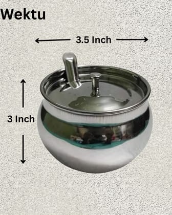 Premium Stainless Steel Ghee/Oil/Multipurpose Pot with Lid & Spoon