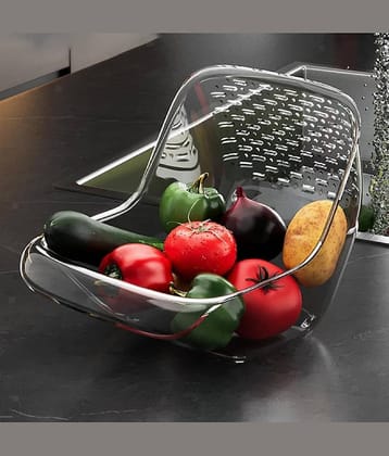 double drainage sink basket, kitchen washing baskt rice washing bowl, multifunctional kitchen basket, water draining bowl, food grade strainer, household draining basket, kitchen colander, plastic washing bowl, vegetable washer bowl