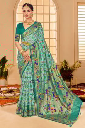 Blue Green Paithani Saree