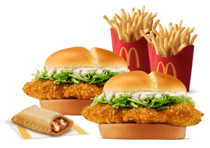 2 Mc Crispy Chicken Burger + 2 Fries (M) + Veg Pizza McPuff