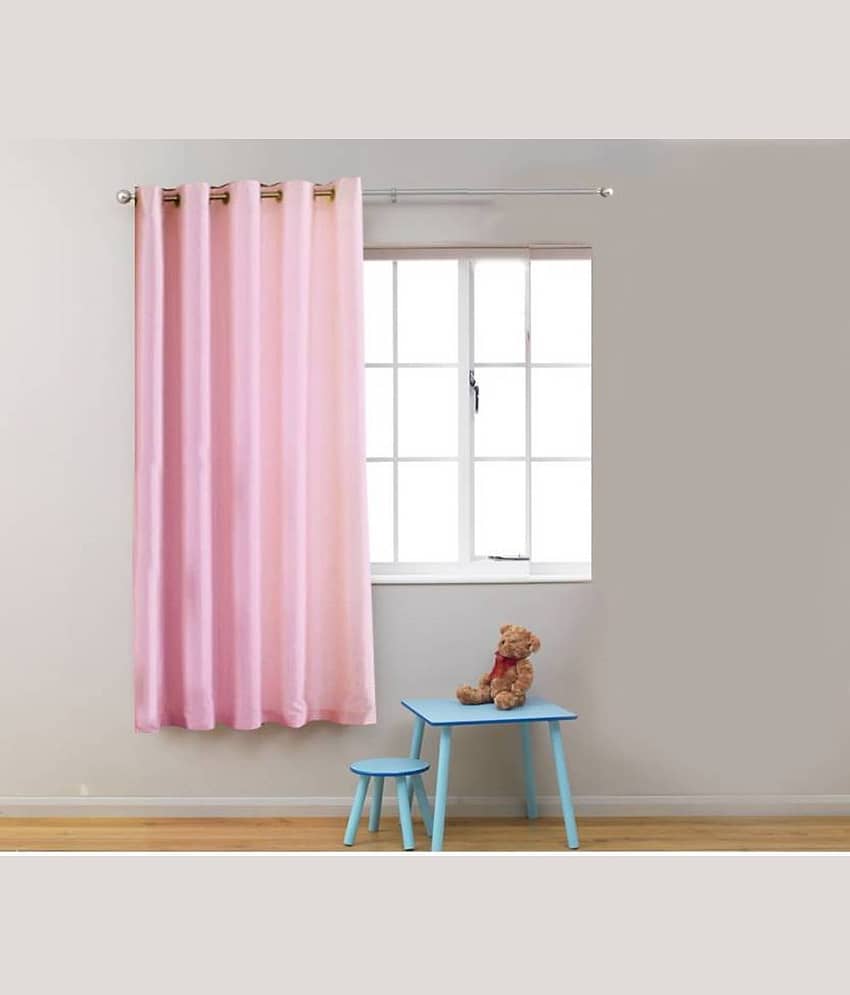 N2C Home Solid Semi-Transparent Eyelet Curtain 5 ft ( Pack of 1 ) - Pink