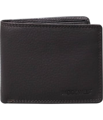 MODEWELT Black Leather Men's Two Fold Wallet ( Pack of 1 )
