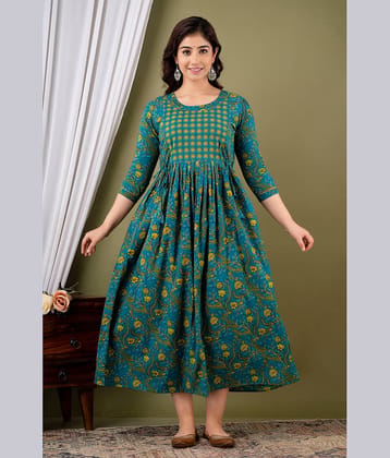 Nevisha Style Women Cotton Printed Anarkali Kurti ( Multicoloured )