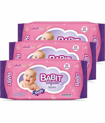 Babit Baby Care Wet Wipes with Aloe Vera Extract & Gentle on Baby Skin Count 25 ( Pack of 3 )