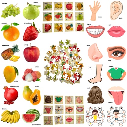 Fruits & Body Parts Jigsaw Puzzle for Kids | Educational Early Learning Puzzle | Develop Vocabulary, Recognition & Cognitive Skills
