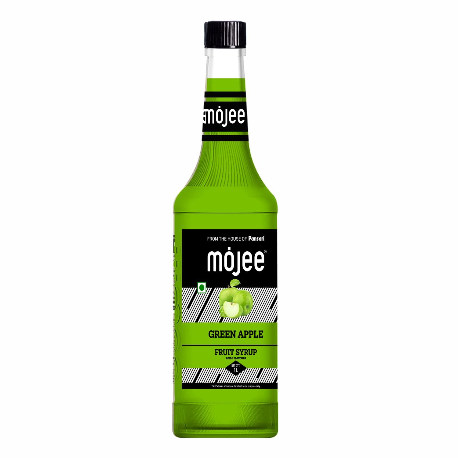 Mojee Green Apple Syrup | Sweet & Tangy Fruit Syrup for Mocktails, Cocktails, Shakes & Beverages | Refreshing Drink Mixer  1L