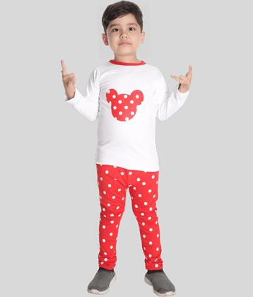 s muktar garments Pack of 1 Boys Cotton T-Shirt & Pants Set ( White )