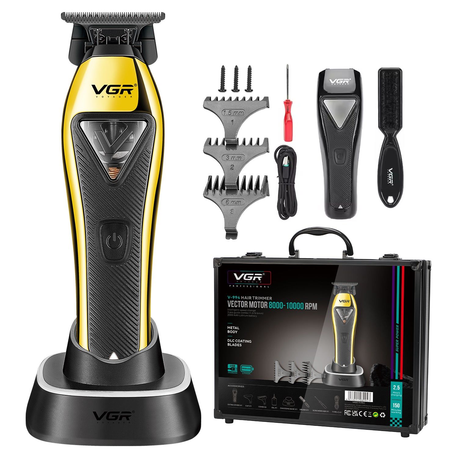 VGR V-994 Professional Salon Series Hair Trimmer for Men, Gold