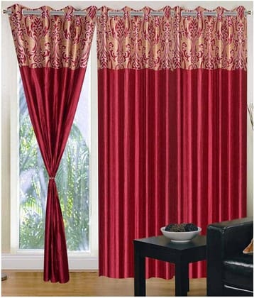 Tanishka Fabs Semi-Transparent Curtain 9 ft ( Pack of 2 ) - Maroon
