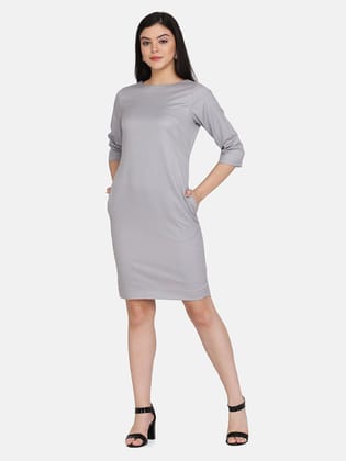 Sheath Dress - Cloud Grey-Standard Size / 2XL