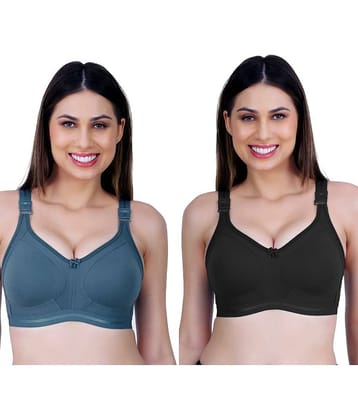 Ladyland Pack of 2 Cotton Blend Non Padded Everyday Bra For Women ( Multicolor )