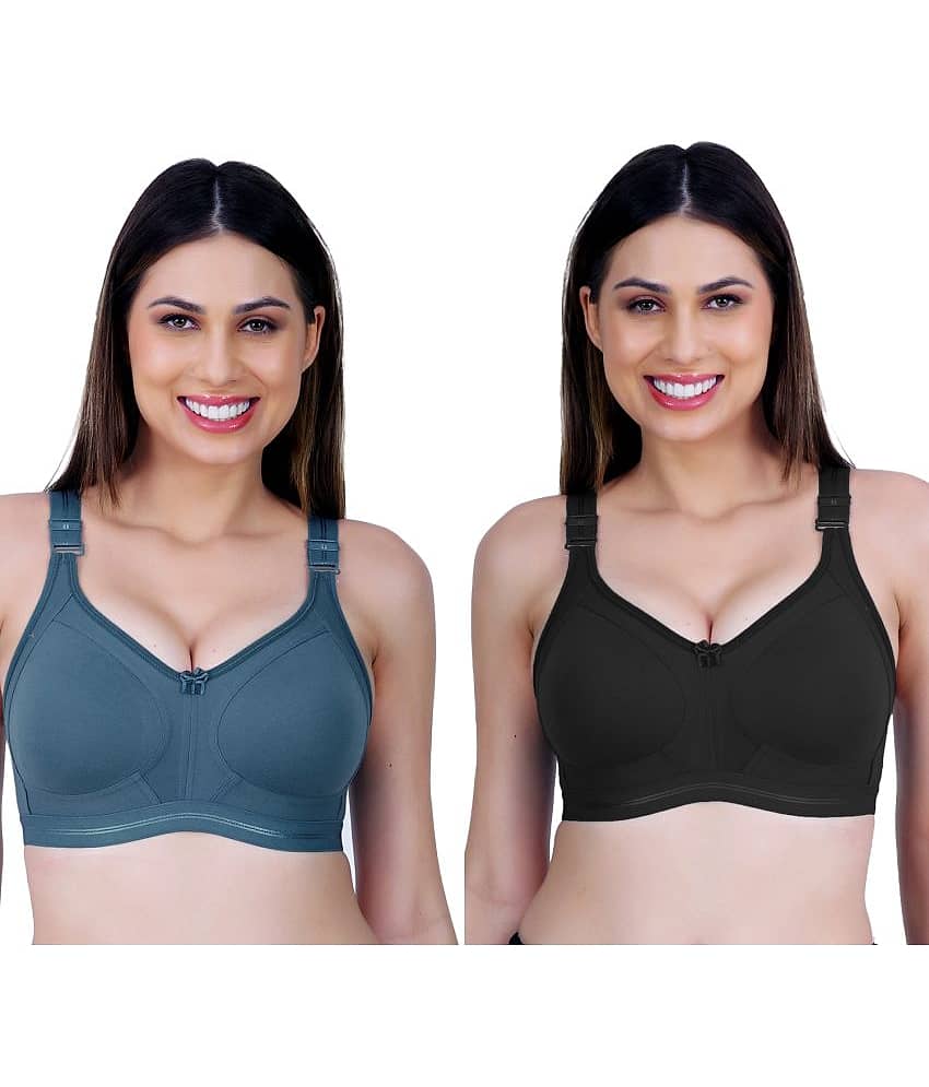 Ladyland Pack of 2 Cotton Blend Non Padded Everyday Bra For Women ( Multicolor )
