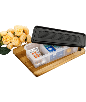 MAGICSPOON Medicine Pill Box Polyproplene Black Spice Container ( Set of 1 )