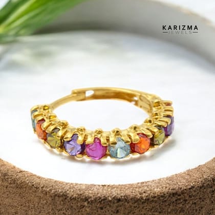 18K Real Gold Nose ring Multi CZ stylish Clicker Nose Hoop Ring 20g