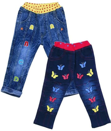 Me N My CLOSET Pack of 2 Baby Girls Lycra Pyjama ( Denim Blue )