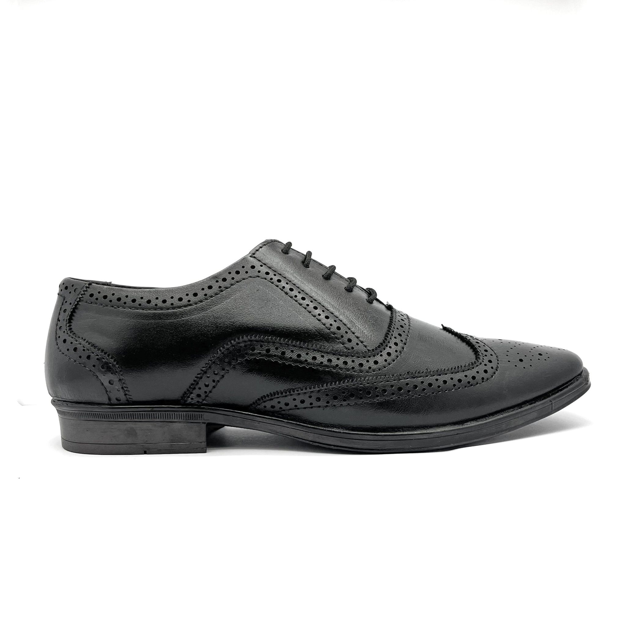 Handcrafted Brogue Black Formal Lace-up Shoes (Black)(Benefit)-6