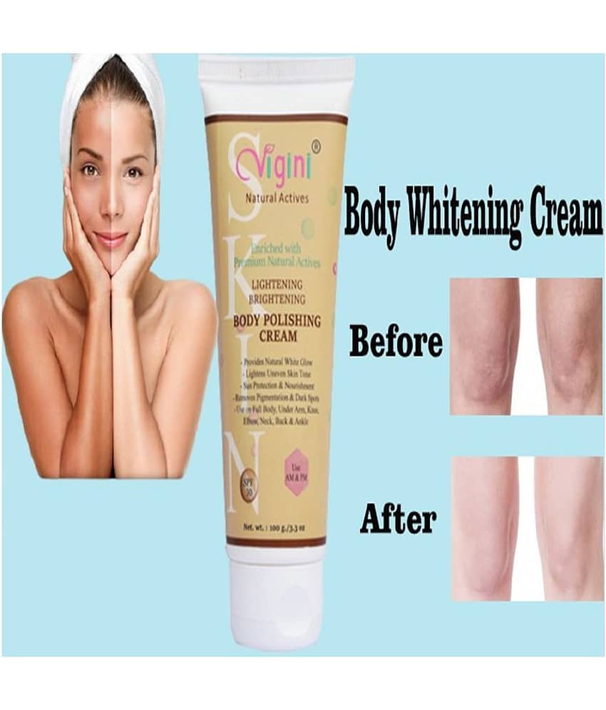 Vigini Skin Body Whitening Polishing Sunscreen Cream Lightening Kozicare Glow D Tan Goree Under Arms Face Serum SPF 30 100 g