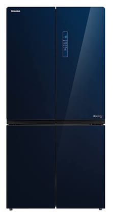 TOSHIBA 650 L Frost Free Inverter 4-Door Refrigerator (GR-RF646WE-PGI, Classy Blue Glass Door Finish, Futuristic Plasma + Pure Technology) (GR-RF646WE-PGI(24)) TOSHIBA 650 L Frost Free Inverter 4-Door Refrigerator (GR-RF646WE-PGI, Classy Blue Glass Door 