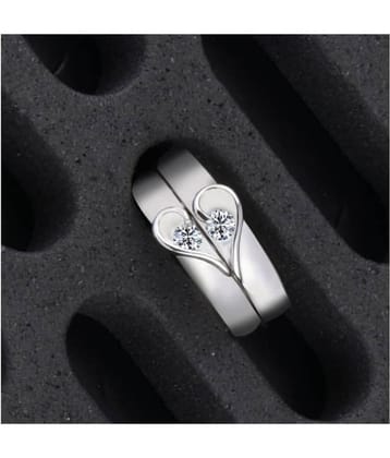 Silver Shine Silver Plated Solitaire Adjustable Couple ring for Men and Women,Couple ring for Girls and Boys-2 pieces