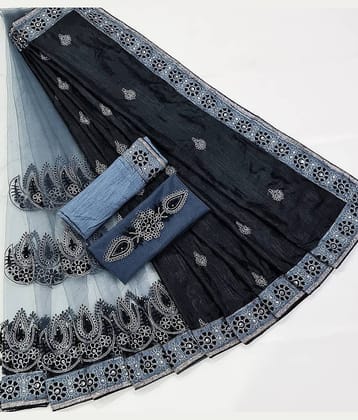 JULEE Silk Embellished Saree With Unstitched Blouse Piece ( Yellow )