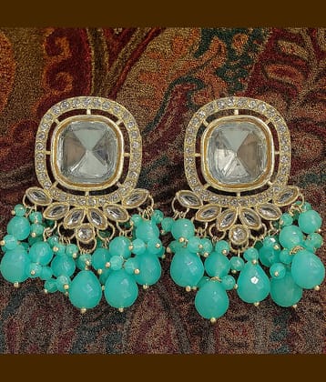 Padmavati Bangles Blue Chandelier Earrings ( Pack of 1 )