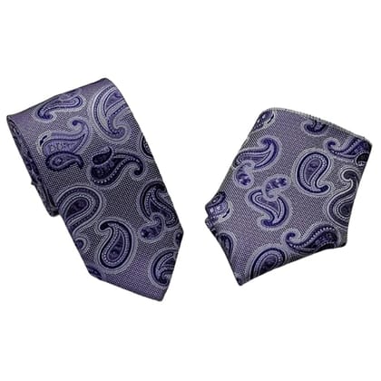 VOICI Mens Necktie Set with Pocket Square gift set Business Wedding Party Work free size Purple color