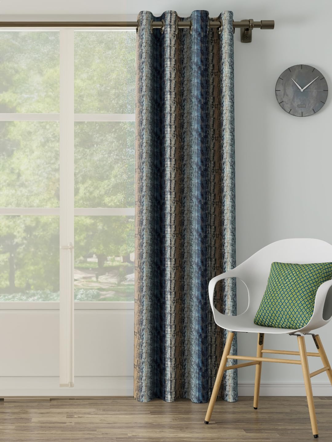 DDECOR - 100% PolyesterStripes And Checks PatternDoor 7 Ft|135 CM X 225 CM| - Blue