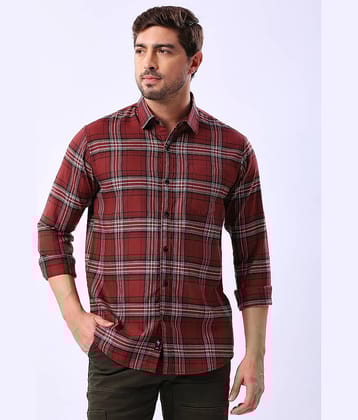 HJ HASASI 100% Cotton Slim Fit Checks Full Sleeves Men's Casual Shirt - Red ( Pack of 1 )