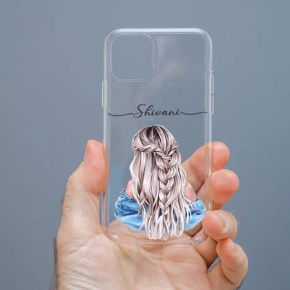 Personalized Cute Girl Transparent Silicon Case Customised with Name for Oppo, Vivo, Redmi, Realme, Poco, Mi, OnePlus, Samsung, iPhone, and More - design 38