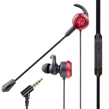 RPM Euro Games Gaming Over Ear Earphones Wired with Detachable Mic | for Mobile Phones, Pc, Tablet, Ps4, Ps5 (Red)