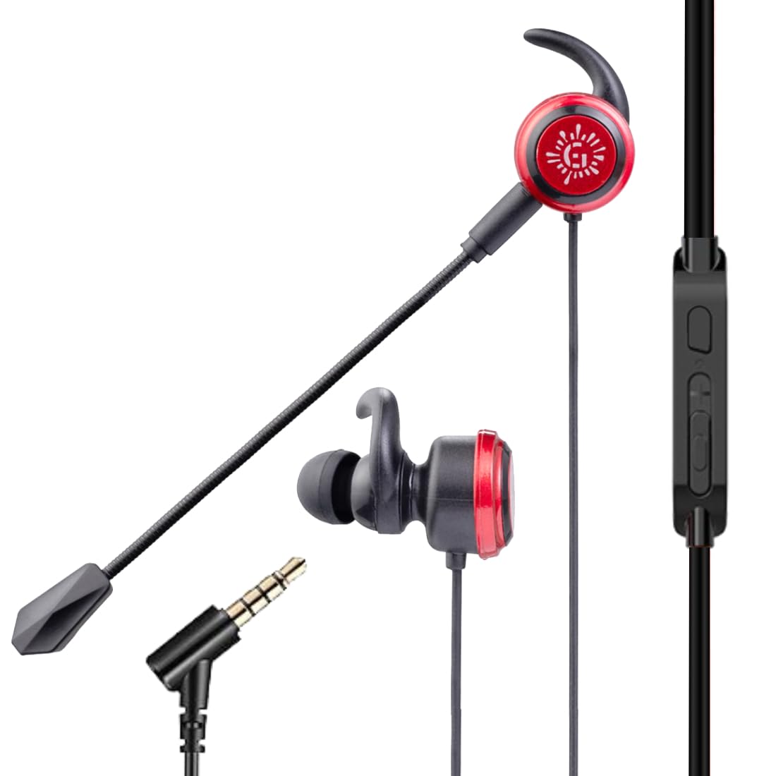 RPM Euro Games Gaming Over Ear Earphones Wired with Detachable Mic | for Mobile Phones, Pc, Tablet, Ps4, Ps5 (Red)