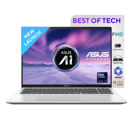 ASUS Vivobook 16, Smartchoice, Intel Core Ultra 5 Series 2, 16GB RAM, 512GB SSD, FHD+ 16", Windows 11, Office Home 2024, Silver, 1.88kg, X1607CA-MB142WS, Intel iGPU, M365 Basic (1Year)* Laptop ASUS Vivobook 16, Smartchoice, Intel Core Ultra 5 Series 2, 1