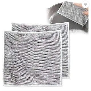 Multipurpose Wire Dishwashing Rags for Wet and Dry Stainless Steel Scrubber Non-Scratch Wire cloth Set of 4 PCs