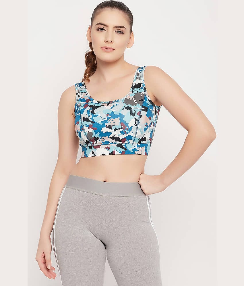 Clovia - Blue Polyester Lightly Padded Women's Sports Bra ( Pack of 1 )